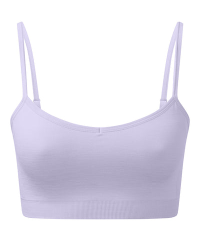 Sujetador deportivo elstico sin costuras 3D ajuste mltiple para mujer de TriDri® reciclado | Melange Lila