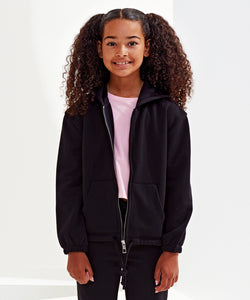 Sudadera con capucha corta extragrande con cremallera completa reciclada para nios TriDri® | Negro