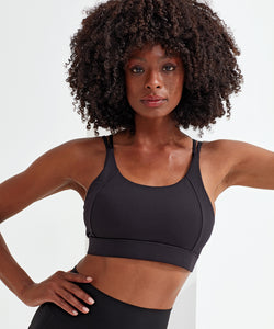 Sujetador deportivo cruzado TriDri® para mujer (impacto medio) | Negro