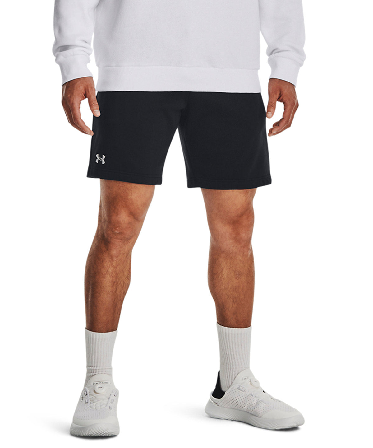 Pantalones cortos de fleece UA Rival | Azul Marino Medianoche/Blanco