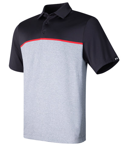 Polo a rayas UA Playoff 30 LB con borde iluminado | Negro/Rojo/Negro