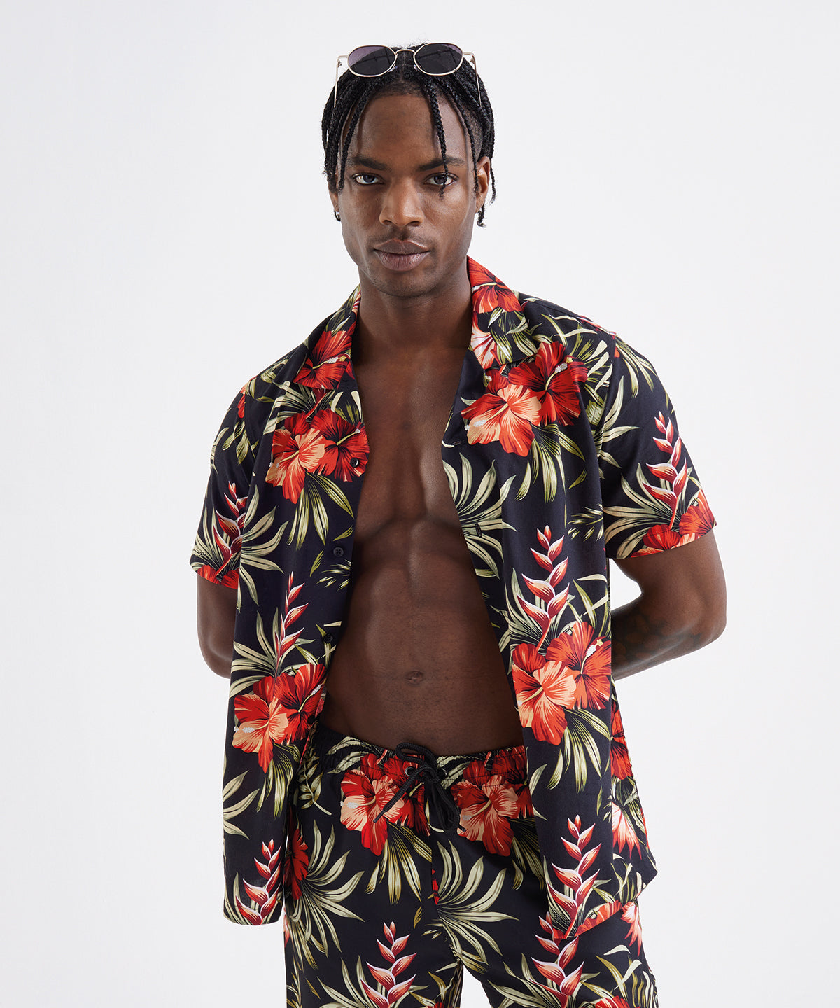 Camisa de hombre | Blanco/Azul Marino Hoja