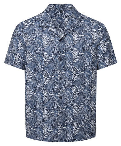 Camisa de hombre | Blanco/Azul Marino Hoja