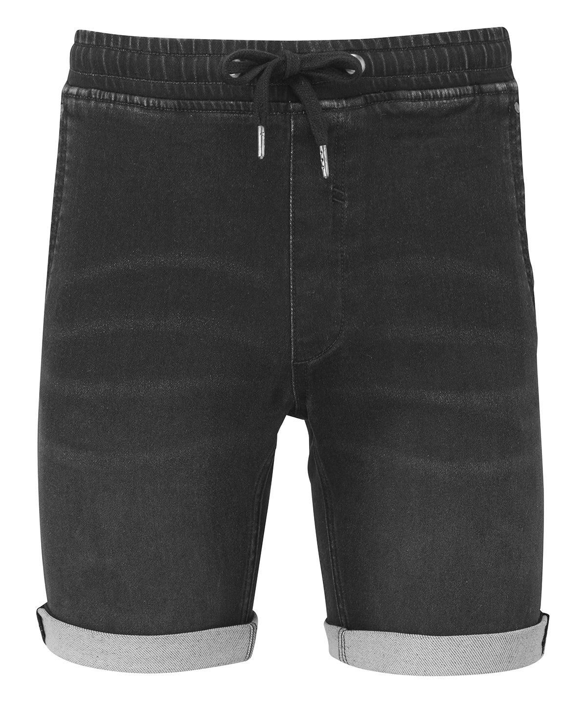 Pantalones cortos de mezclilla con cordón para hombre | Negro