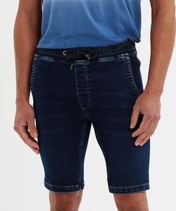 Pantalones cortos de mezclilla con cordón para hombre | Negro