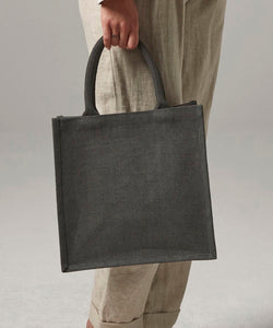 Bolso de yute midi | Negro/Negro