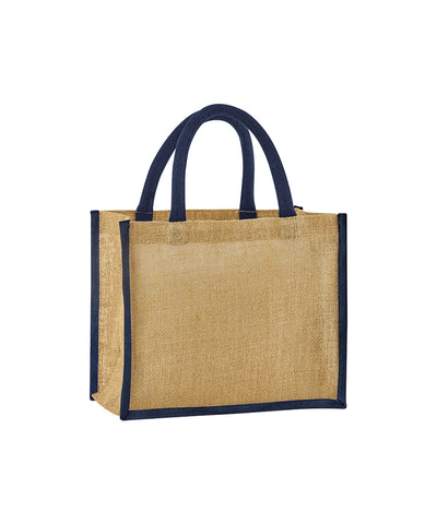 Bolso de yute natural almidonado midi | Natural/Marino