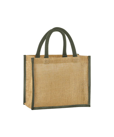Bolso de yute natural almidonado midi | Verde Natural/Verde Oliva