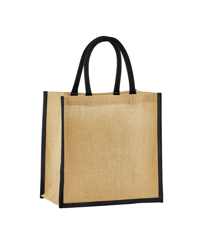 Bolsa de regalo mini de yute almidonado natural | Natural/Negro