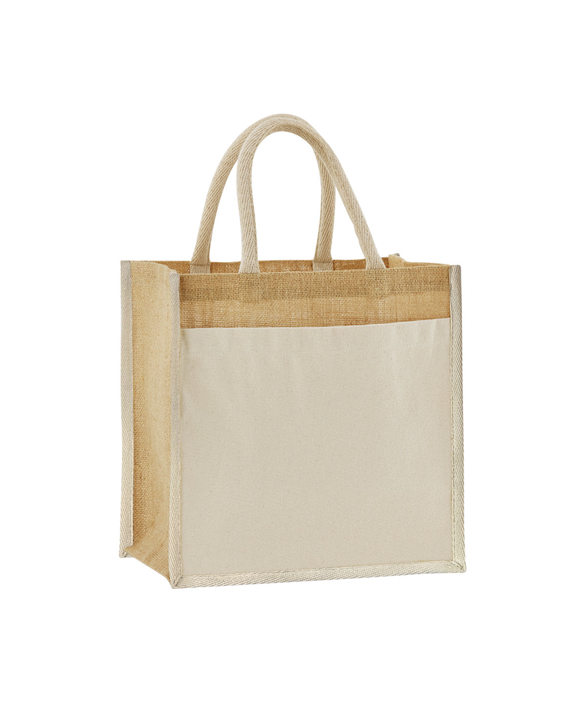 Bolso midi de yute natural almidonado con bolsillo de algodón | Natural