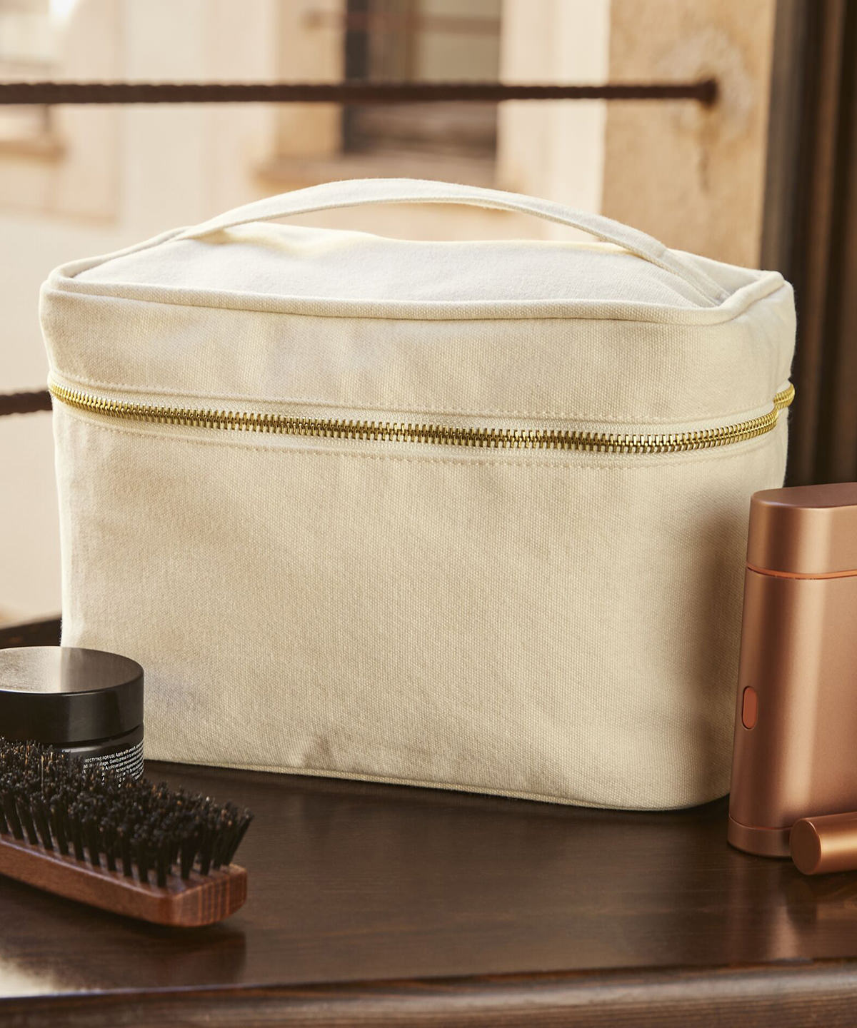 Estuche de maquillaje de lona | Natural