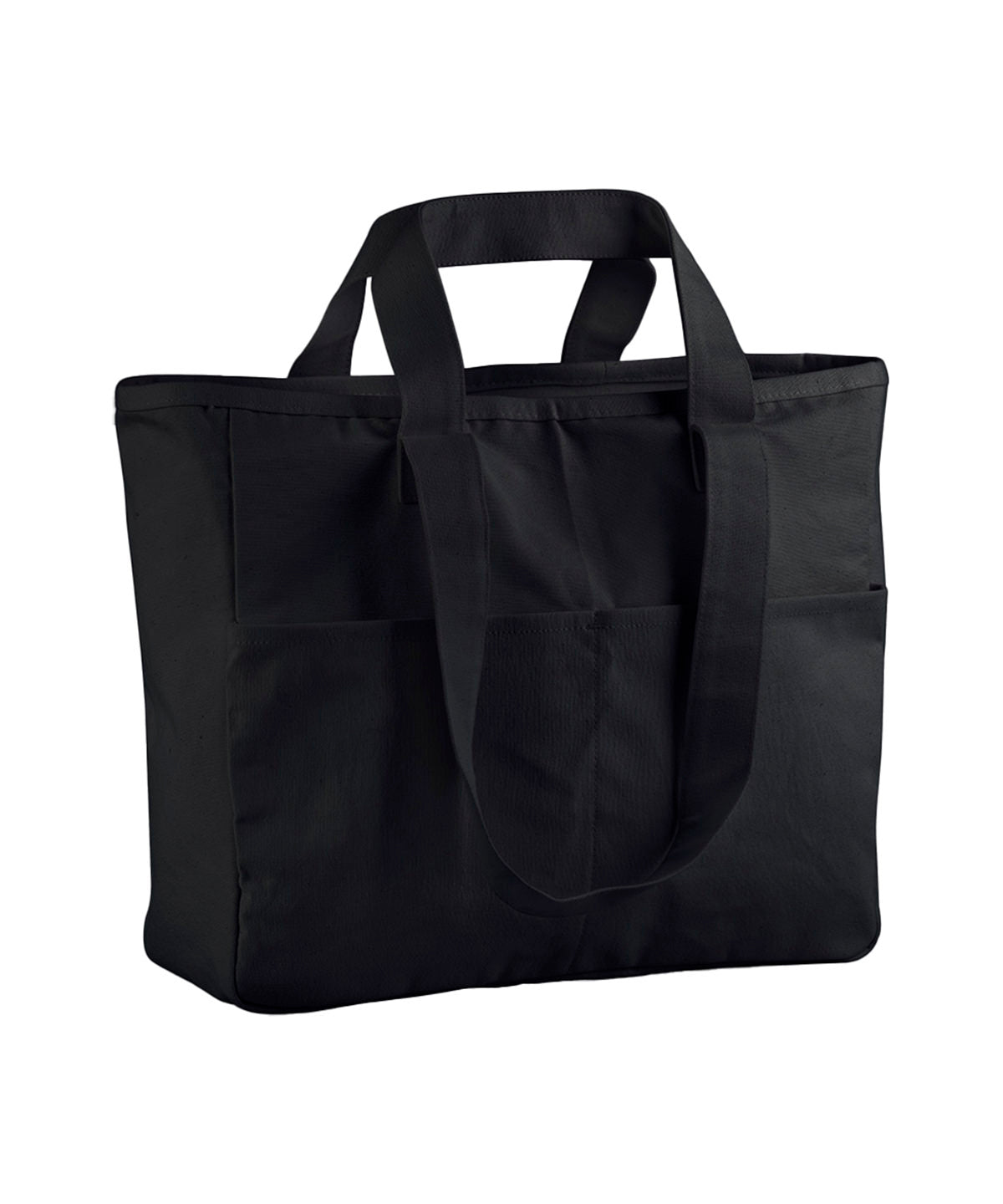 Bolso tote con doble asa y bolsillo de carga | Negro