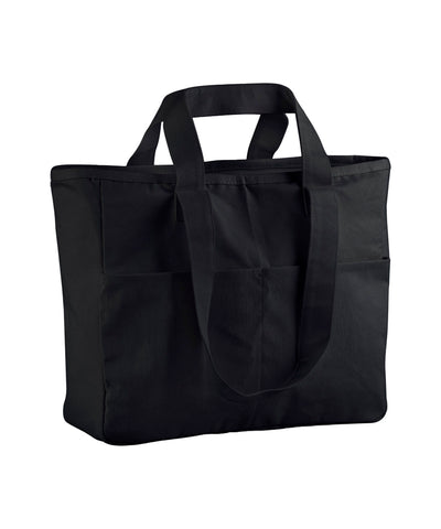 Bolso tote con doble asa y bolsillo de carga | Negro
