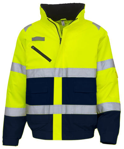 Chaqueta de vuelo Hi-vis Fontaine (HVP209) | Amarillo/Marino