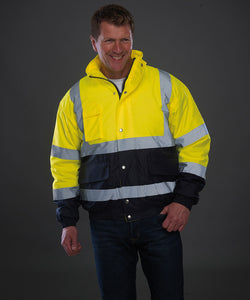 Chaqueta bomber bicolor de alta visibilidad (HVP218) | Naranja/Marino