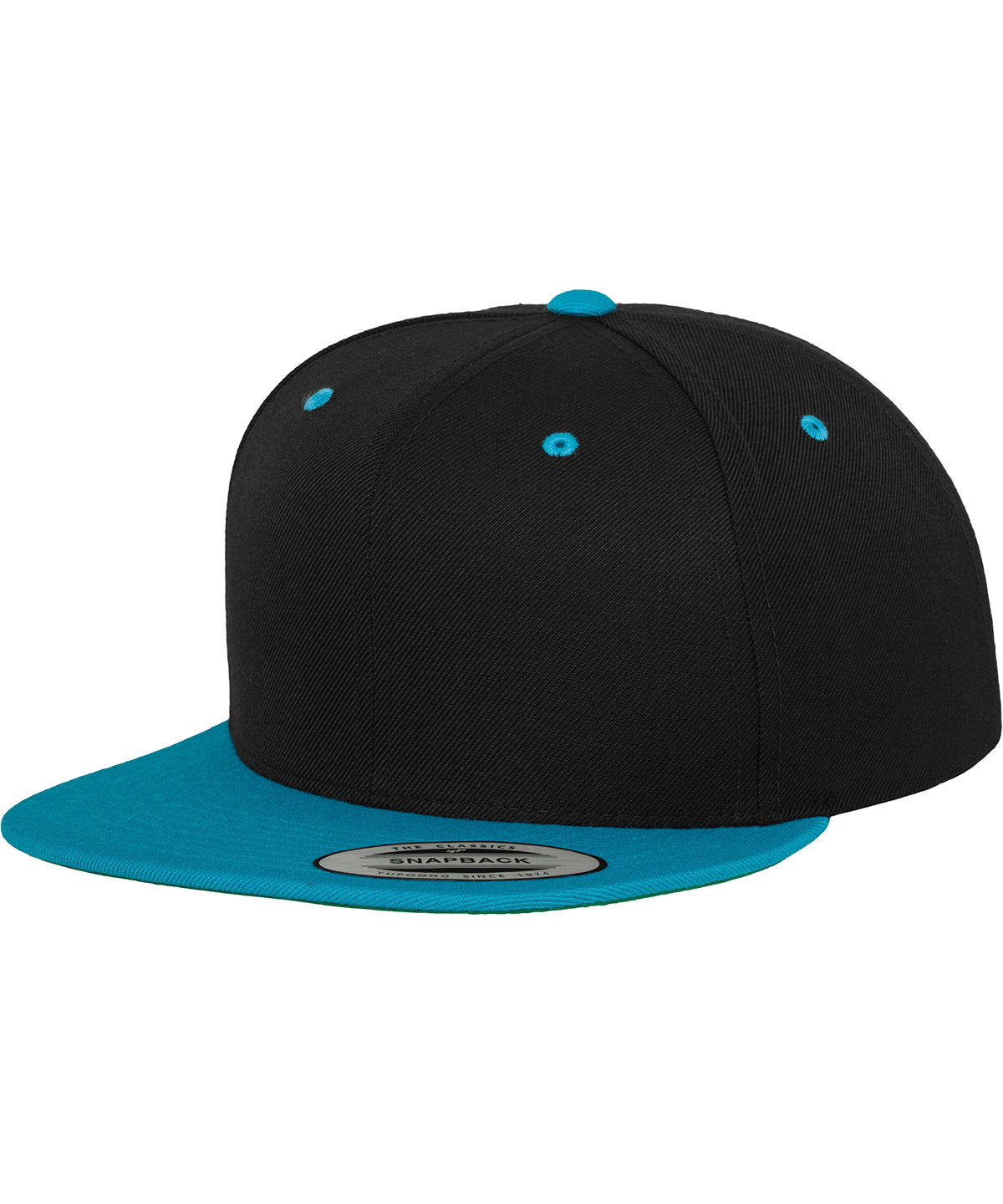 La clsica gorra snapback de 2 tonos (6089MT) | Negro/Verde Azulado