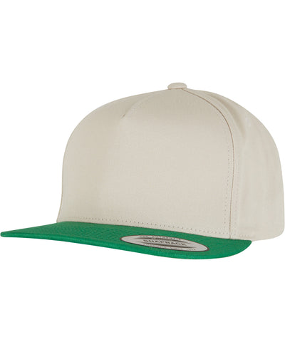 Gorra snapback clsica de 5 paneles (6007) | Beige/Verde