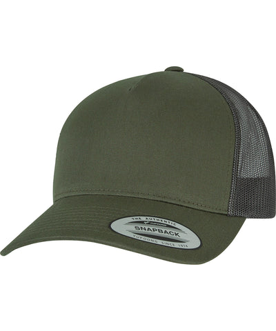 Gorra de camionero retro de 5 paneles (6506) | Marrn Chocolate/Grisceo