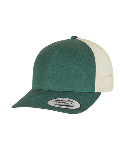 Gorra trucker retro de 5 paneles en 2 tonos (6506T) | Verde/Beige