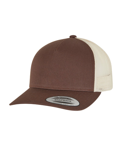 Gorra trucker retro de 5 paneles en 2 tonos (6506T) | Beis