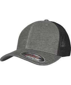 Gorra de camionero retro melange (6511M) | Caqui/Malla Negra