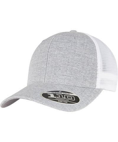 Gorra de malla 110 de dos tonos (110MT) | Plata Jaspeado/Blanco