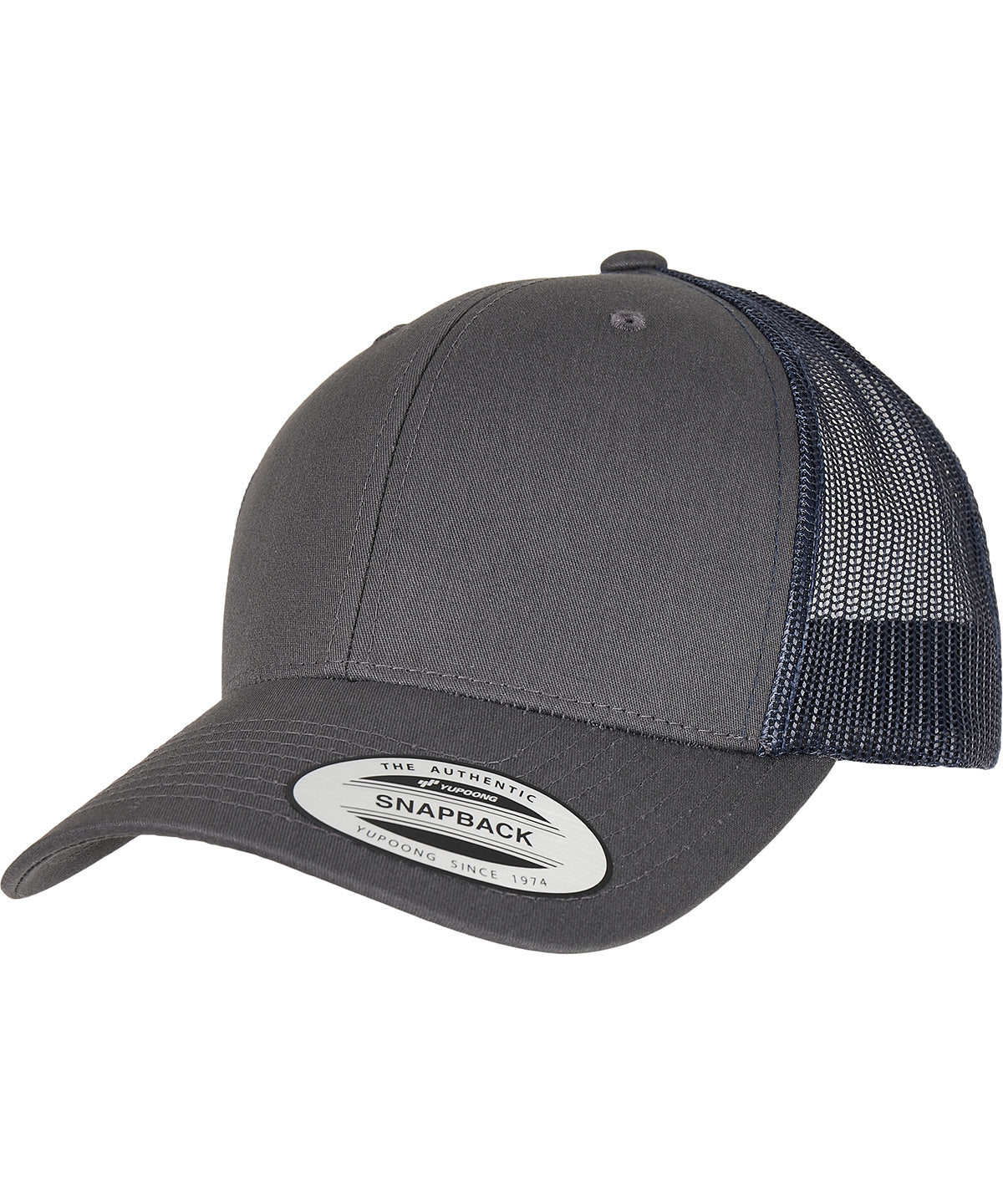Gorra retro trucker de 2 tonos (6606T) | Gris Oscuro/Marino