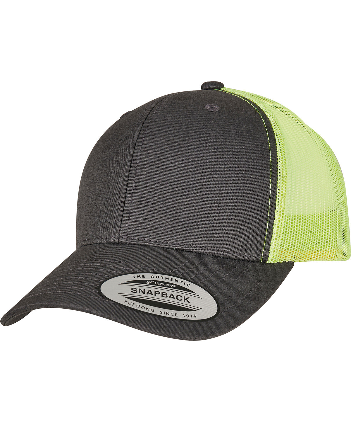 Gorra retro trucker de 2 tonos (6606T) | Gris Oscuro/Verde Nen