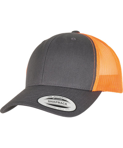 Gorra retro trucker de 2 tonos (6606T) | Gris Oscuro/Naranja Nen