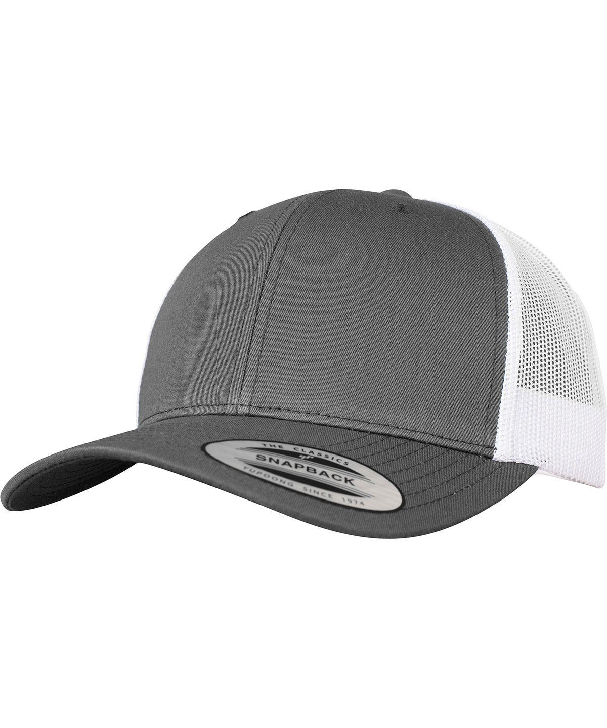 Gorra retro trucker de 2 tonos (6606T) | Gris Oscuro/Blanco
