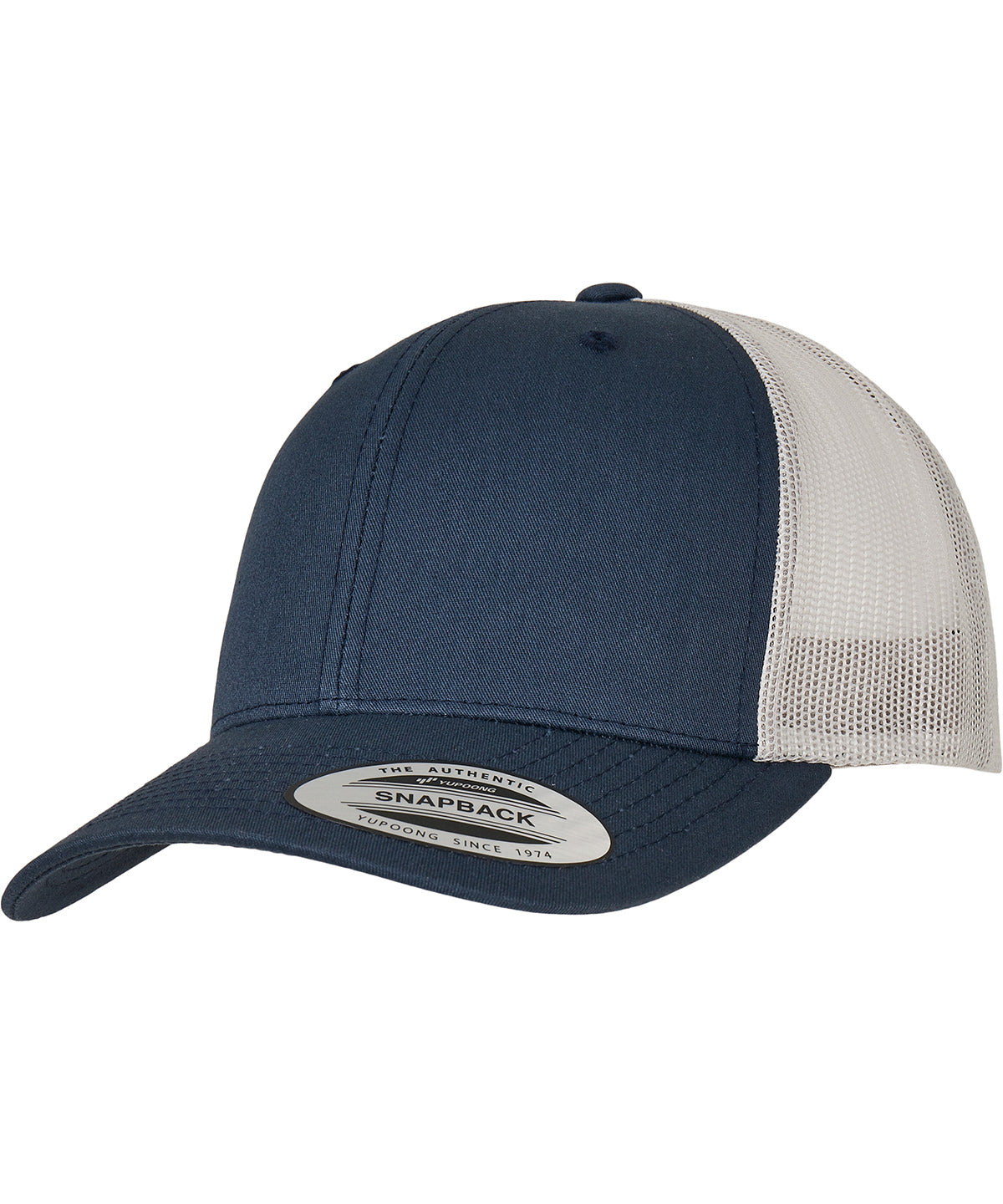 Gorra retro trucker de 2 tonos (6606T) | Azul Marino/Plata