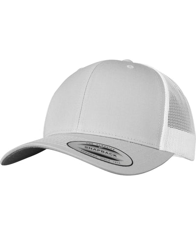 Gorra retro trucker de 2 tonos (6606T) | Plata/Blanco